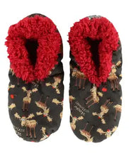 Load image into Gallery viewer, Fuzzy Feet Slippers - Chocolate Moose L/XL