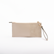 Load image into Gallery viewer, Two-Tone Faux Suede Wallet Wristlet - Cream