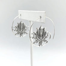 Load image into Gallery viewer, Tanvi:  Silver Lotus Open Hoop