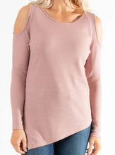 Load image into Gallery viewer, Olivia Cold Shoulder Top - Bordeaux Boho, Dusty Rose Waffle, or Gray