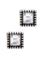 Load image into Gallery viewer, Silver Bead Square Stud