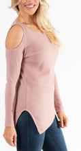 Load image into Gallery viewer, Olivia Cold Shoulder Top - Bordeaux Boho, Dusty Rose Waffle, or Gray