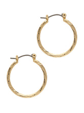 Load image into Gallery viewer, Gold Striat Thin Hoops