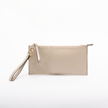 Load image into Gallery viewer, Two-Tone Faux Suede Wallet Wristlet - Cream