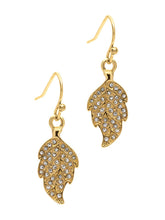 Load image into Gallery viewer, Gold Crystal Leaf Drop