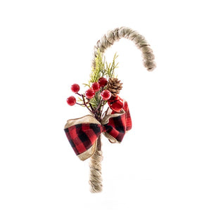 Jute Candy Cane with Greenery