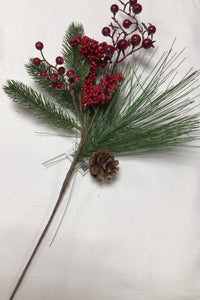 24" Icy Winter Pine & Berry Spray