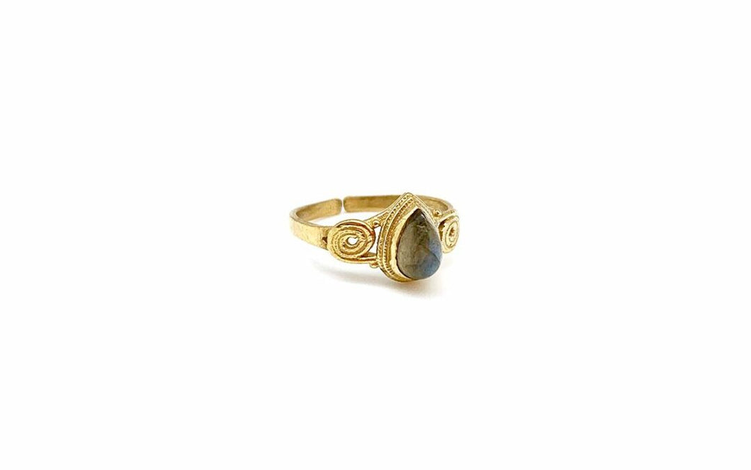 Tanvi Collection: Gold Teardrop with Labradorite